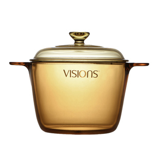 美国康宁VISIONS晶钻透明玻璃锅VS-22/4.1/0.8/1.5/5L汤炖锅奶锅