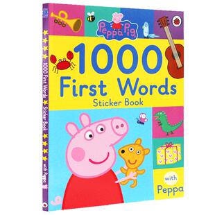 小猪佩奇1000词汇贴纸书 小猪佩奇英文绘本 Peppa Pig 1000 First Words Sticker Book 粉红猪小妹英文原版 儿童常见单词绘本