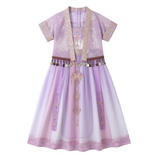 儿童汉服民族风异域风情套装中国风超仙连衣裙古装剧紫萱同款服装