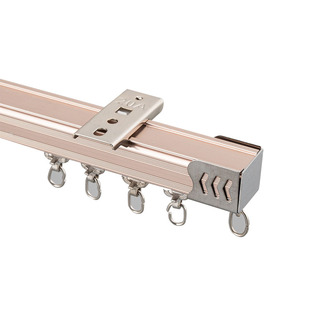 铝合金窗帘轨道罗马杆窗帘杆单双轨道滑轨滑轮顶装侧装滑道