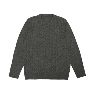 鹿王100%山羊绒衫男圆领绞花编织加厚针织衫毛衣时尚25年秋冬新款