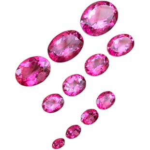天然粉色托帕石裸石戒面 椭圆形3*4MM-10*15MM 托帕石原石