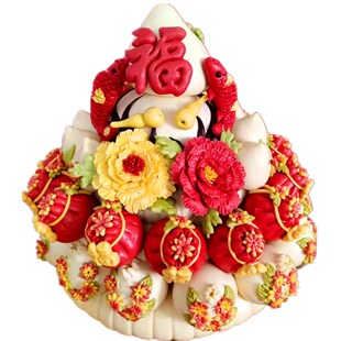 文登胶东花饽饽喜馍馍山东大馒头老人寿桃祝寿母亲节妈妈生日蛋糕