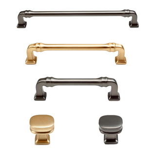 法式现代简约轻奢金色小拉手中实木衣柜厨房门抽屉鞋柜单孔长把手