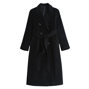 2026新款M家101801双面羊绒羊毛大衣女气质高端黑色呢子外套