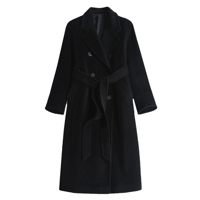 M家双面羊绒羊毛双排扣毛呢大衣