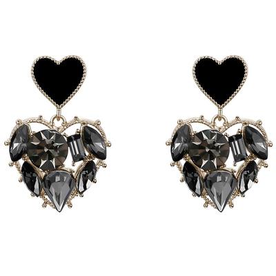 DODOGOGO设计感黑色水钻耳环女