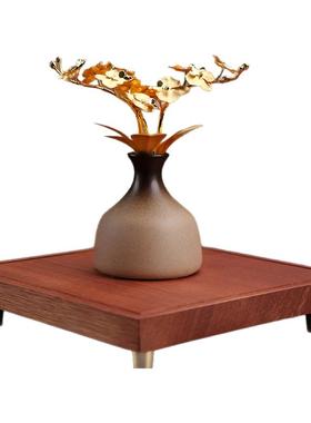 金陵金箔橱窗摆件玄关柜新中式客厅书房复古茶室桌面装饰摆件花瓶