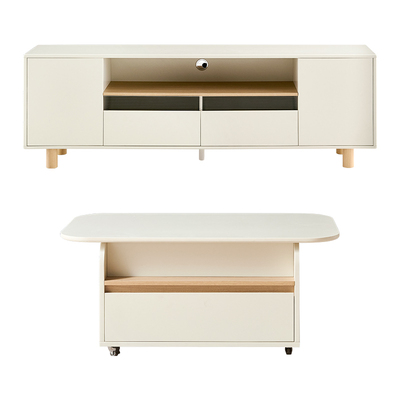 全友家居奶油风茶几电视柜