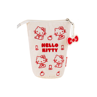 HELLO KITTY灯芯绒笔袋可爱卡通大容量多功能收纳包可立笔筒