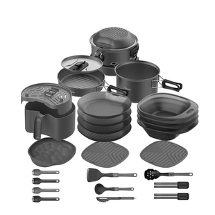 Awada户外套锅餐具炊具黑化露营不粘锅锅具自驾游炒锅野餐装备