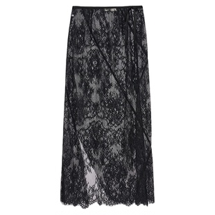 【多元蕾丝】HPLY荷比俪2026春新款开叉不规则剪裁透视蕾丝半裙