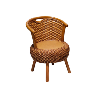 新款藤编带扶手靠背椅老人用休闲小座椅客厅阳台藤椅子圆凳子餐椅