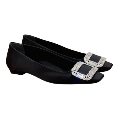 CK&RV~黑色水钻方扣玛丽珍单鞋女