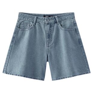 森马牛仔裤女夏季凉感抑菌做旧A字直筒裤2026新款复古风百搭短裤