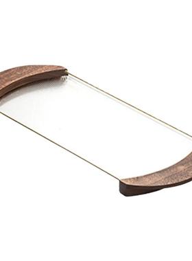 黑胡桃木月牙玻璃托盘家用茶盘实木长方形水果盘简约装饰收纳盘子