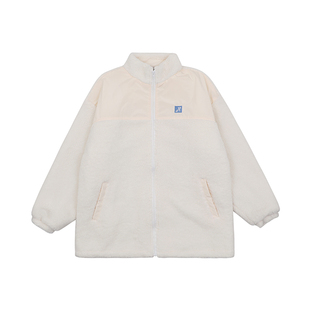 咖喱人冬新款羊羔绒外套奶牛斑纹拉链立领厚外套夹克情侣宽松