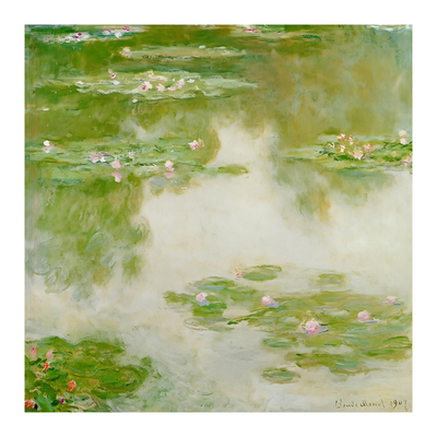 莫奈印象派睡莲客餐厅装饰画奶油风绿色荷花挂画世界名画复古壁画