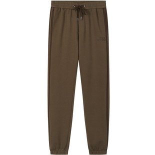 BM侧边条纹美式复古裤子潮牌男压花拼皮高端休闲裤男卫裤束脚春秋