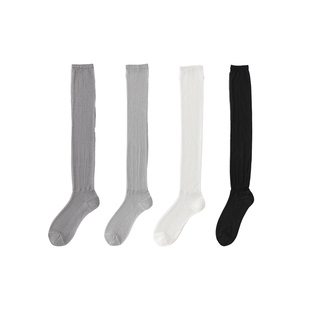 灰色小腿袜子女士春夏款miu系芭蕾风袜子镂空微透丝袜堆堆袜薄款