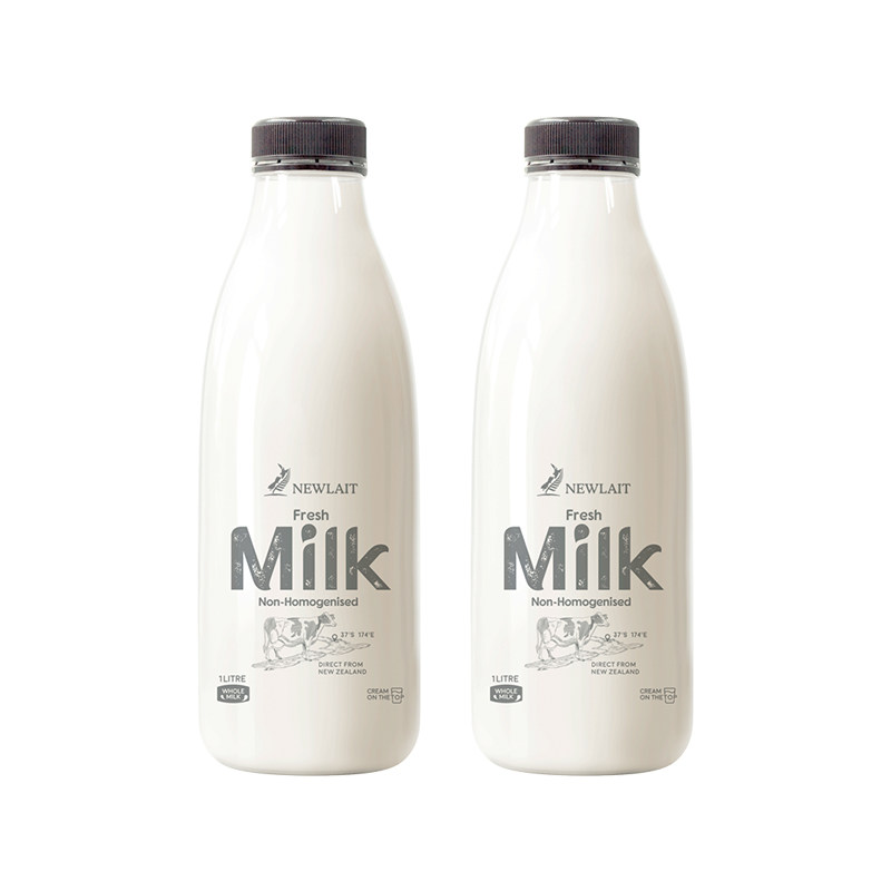 江浙沪皖拍/Newlait新西兰进口巴氏纯鲜牛奶1L*2瓶装原味好喝冷藏