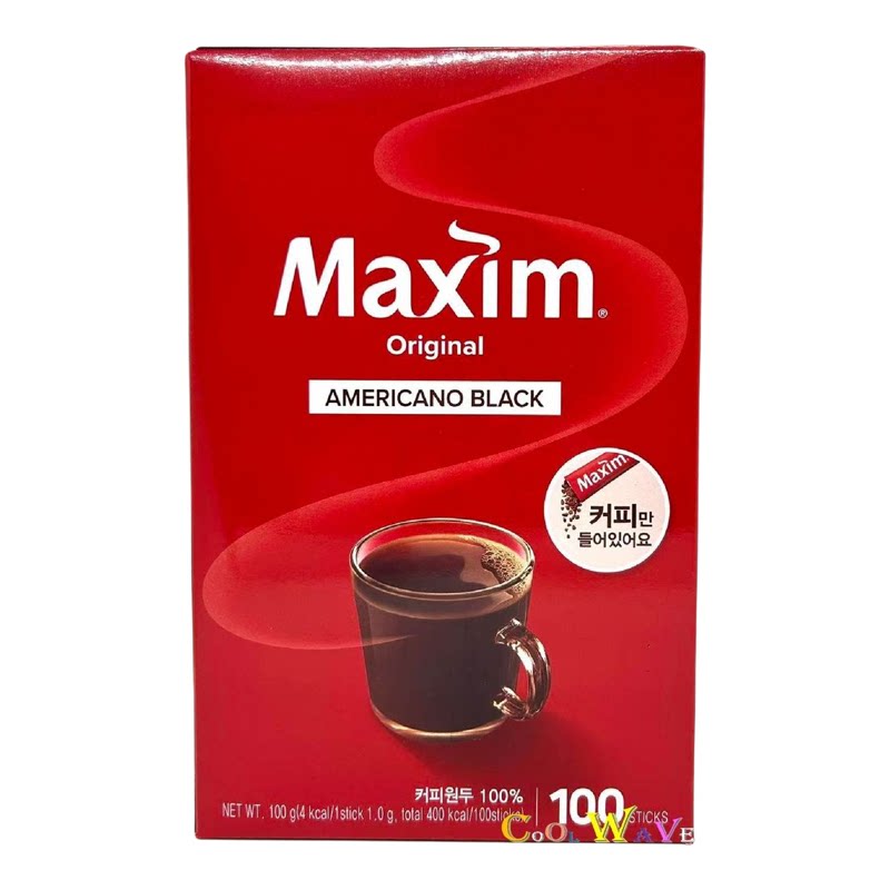 麦馨Maxim经典美式原味黑咖啡100包100g红盒装香醇速溶办公室提神