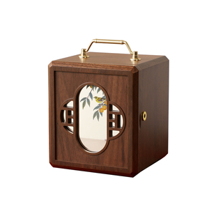 木久 手提款镜花单实木质首饰盒结婚新婚生日礼物黄金饰品收纳盒