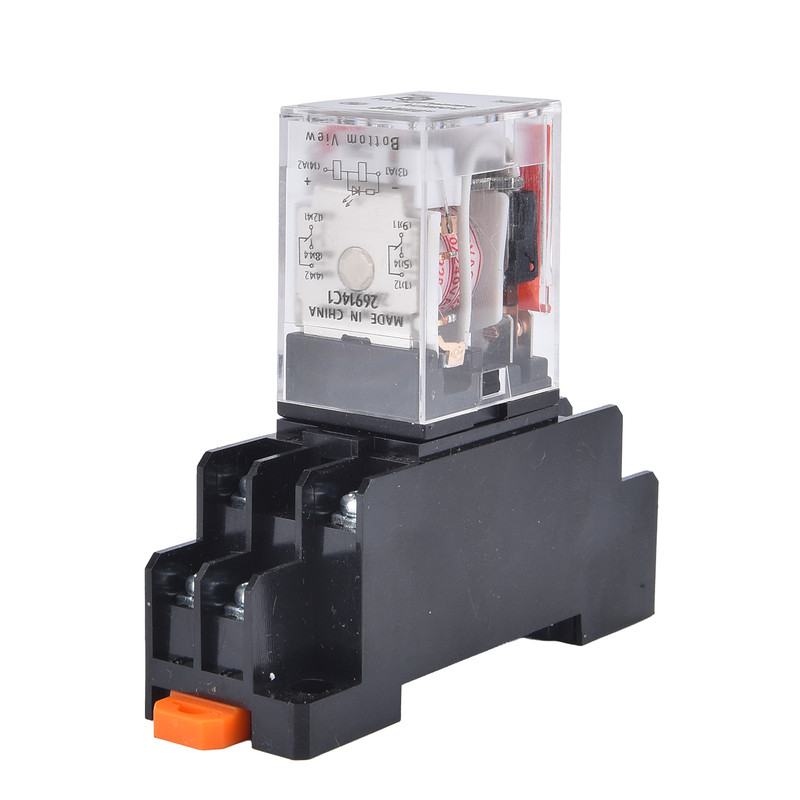 小型中间电磁继电器带灯HH52P/4P 8脚14脚DC24V AC220V带手动测试