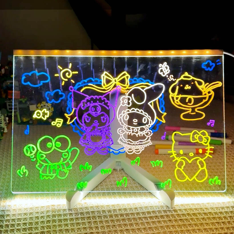 会发光的画板可擦写diy双面亚克力发光滑板透明留言儿童写字板