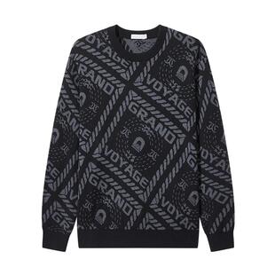 【商场同款】卡宾男装字母提花针织衫春百搭休闲潮牌宽松毛衣