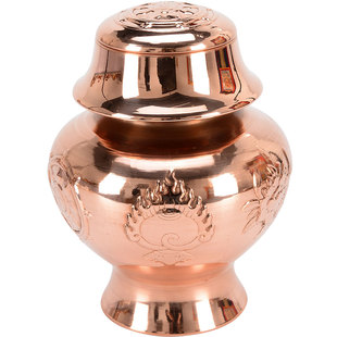 红铜光面雕花八吉祥宝瓶居家桌面装赞摩尼宝财神宝瓶摆件