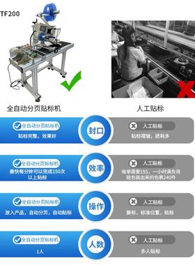 飞煌TF200全自动分页输送贴标机 塑料纸张袋子分张点数自动贴标机