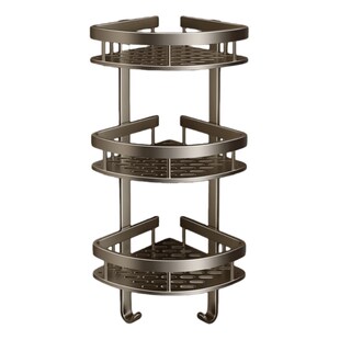 枪灰免打孔卫生间置物架浴室三角架子壁挂墙上转角架子厕所洗漱台