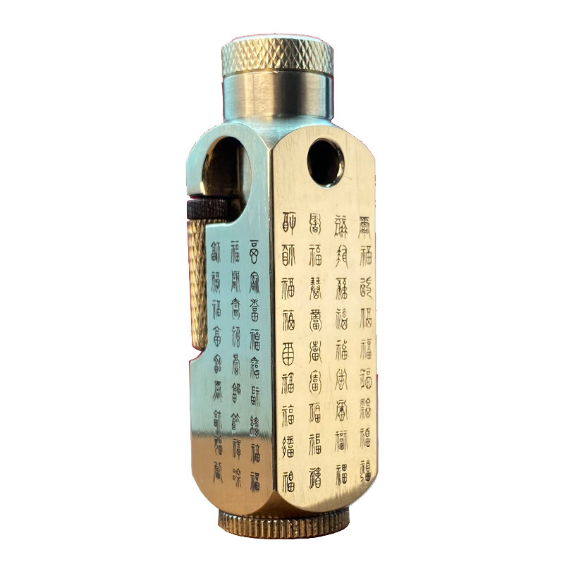 弗拉米多煤油打火机男复古侧滑抽拉式烟斗异形送男友礼物老式黄铜