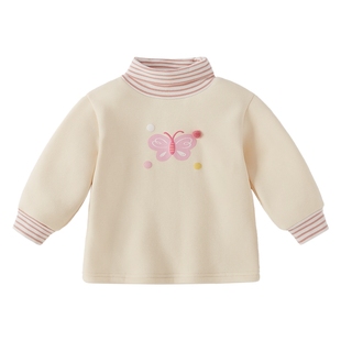 [抑菌抗静电]女童长袖t恤儿童秋冬新款条纹高领衣服6宝宝冬装上衣