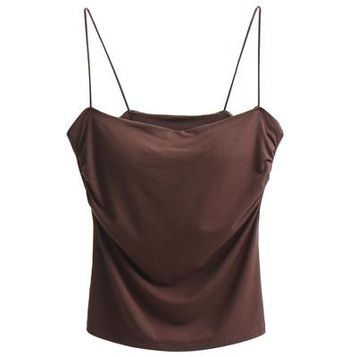 莫代尔吊带背心女夏带胸垫修身白色美背性感抹胸外穿内搭打底上衣