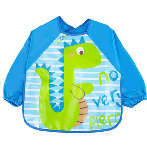 儿童罩衣防水春秋季长袖吃饭围兜男宝宝女孩幼儿园反穿倒褂3-4岁5