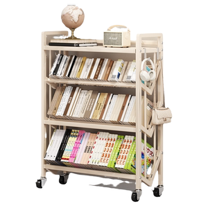 移动书架落地置物架家用书柜一体靠墙绘本书本多层铁艺收纳陈列架