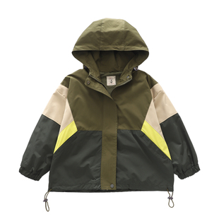 【5折专区】男童连帽外套春秋款四色相拼儿童装休闲拉链衫潮