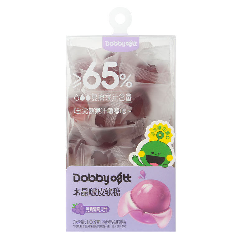 Dobby哆比果汁软糖Q弹芒果白桃味橡皮软糖100g 儿童休闲零食品