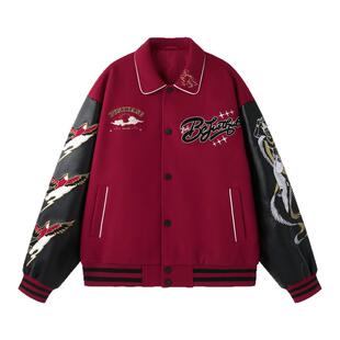 【敦煌联名】BJHG不计后果夹克外套男冬季刺绣印花朋克风棒球服女