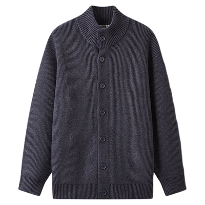 森马外套纯色针织开衫高领毛衫男