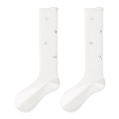 夏季薄款花边蝴蝶结堆堆小腿袜子