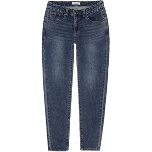 GUESS女士水洗磨白舒适极简小脚牛仔裤-YM4D8153C