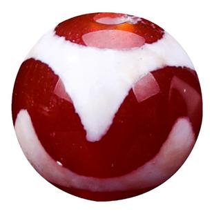 藏传天然玛瑙鸿红肉圆珠 做旧风化纹散珠隔珠DIY手链项链卐字天珠