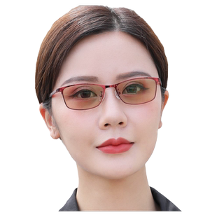 变色眼镜平光防紫外线太阳镜全框防蓝光配近视有无度数女款式细巧