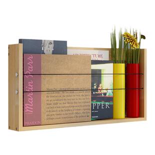 松木墙上置物架免钻孔现代简约装饰组合壁挂式实木学生原木书报架