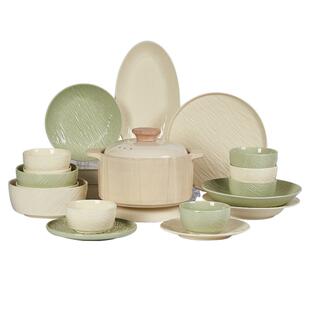 奶油风陶瓷餐具套装碗家用2025新款高颜值碗碟套装釉下彩碗盘组合