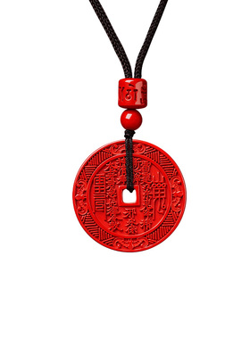宫里上新山鬼花钱朱砂吊坠项链