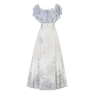 连衣裙女夏国风汉元素日常改良成人新中式短袖上衣配马面裙两件套